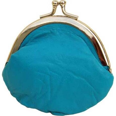 Leather Purse Rond Aqua