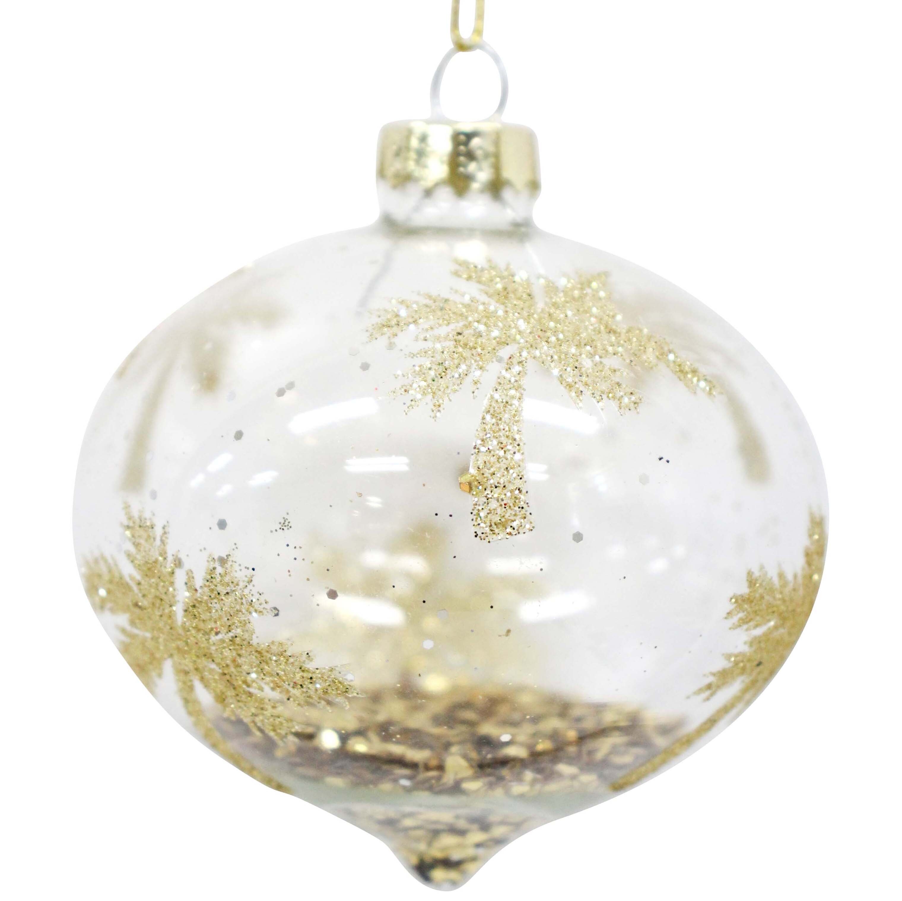 Glass Bauble Palm Glitter