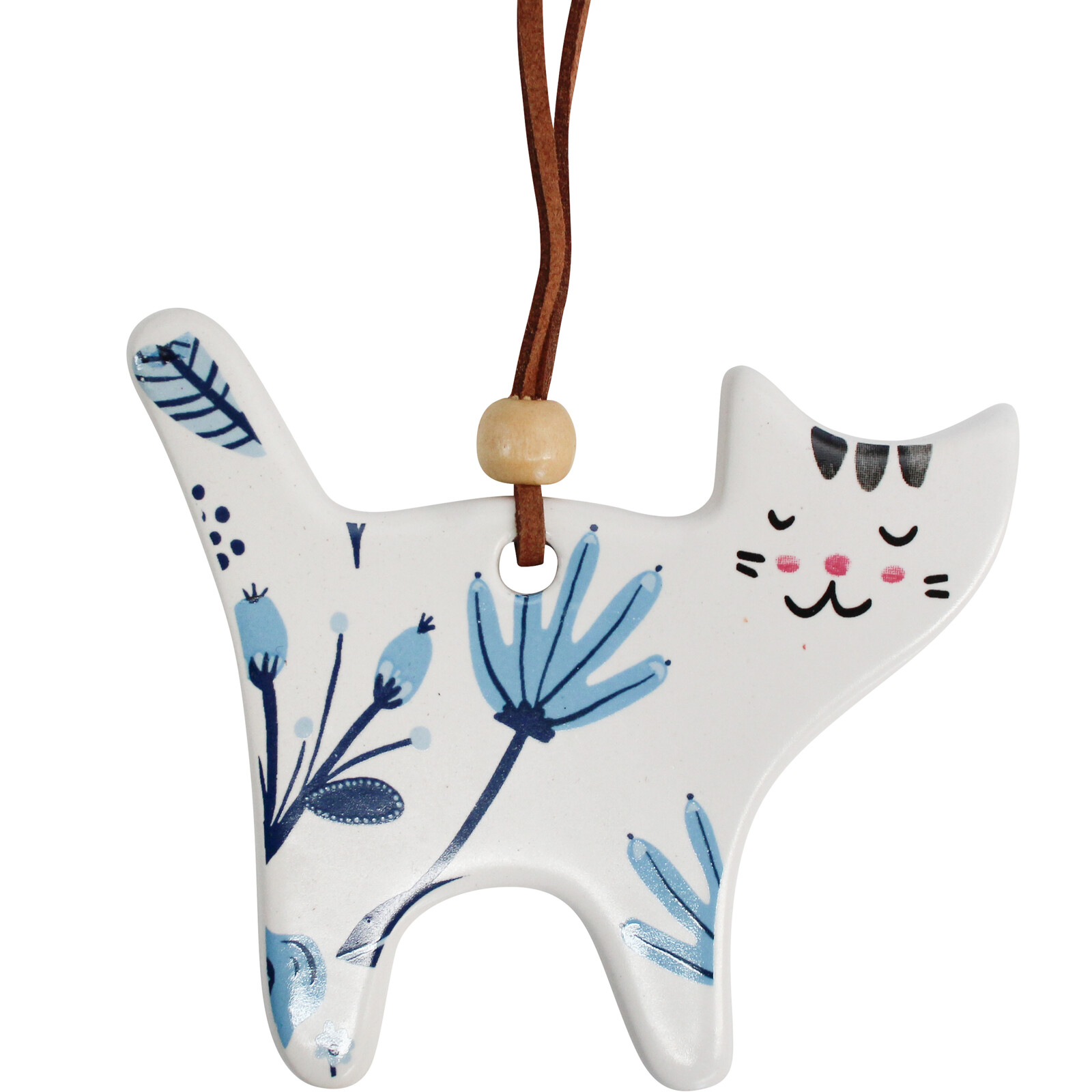 Gift Tag Cat Blue Floral