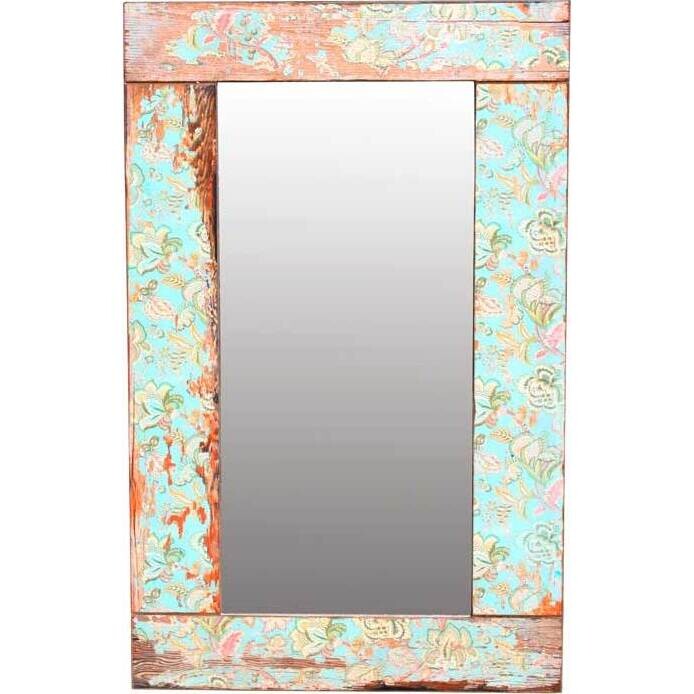 Mirror Rustic Blue Leaf