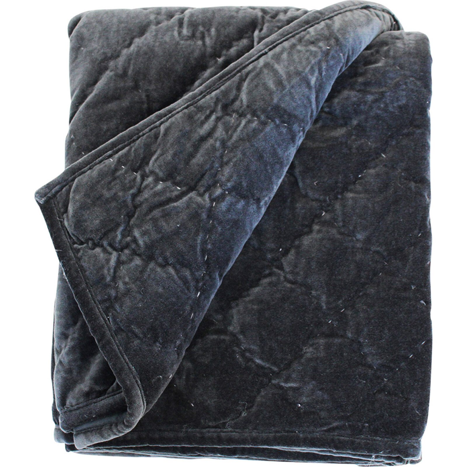 Throw Washed Velvet Charcoal