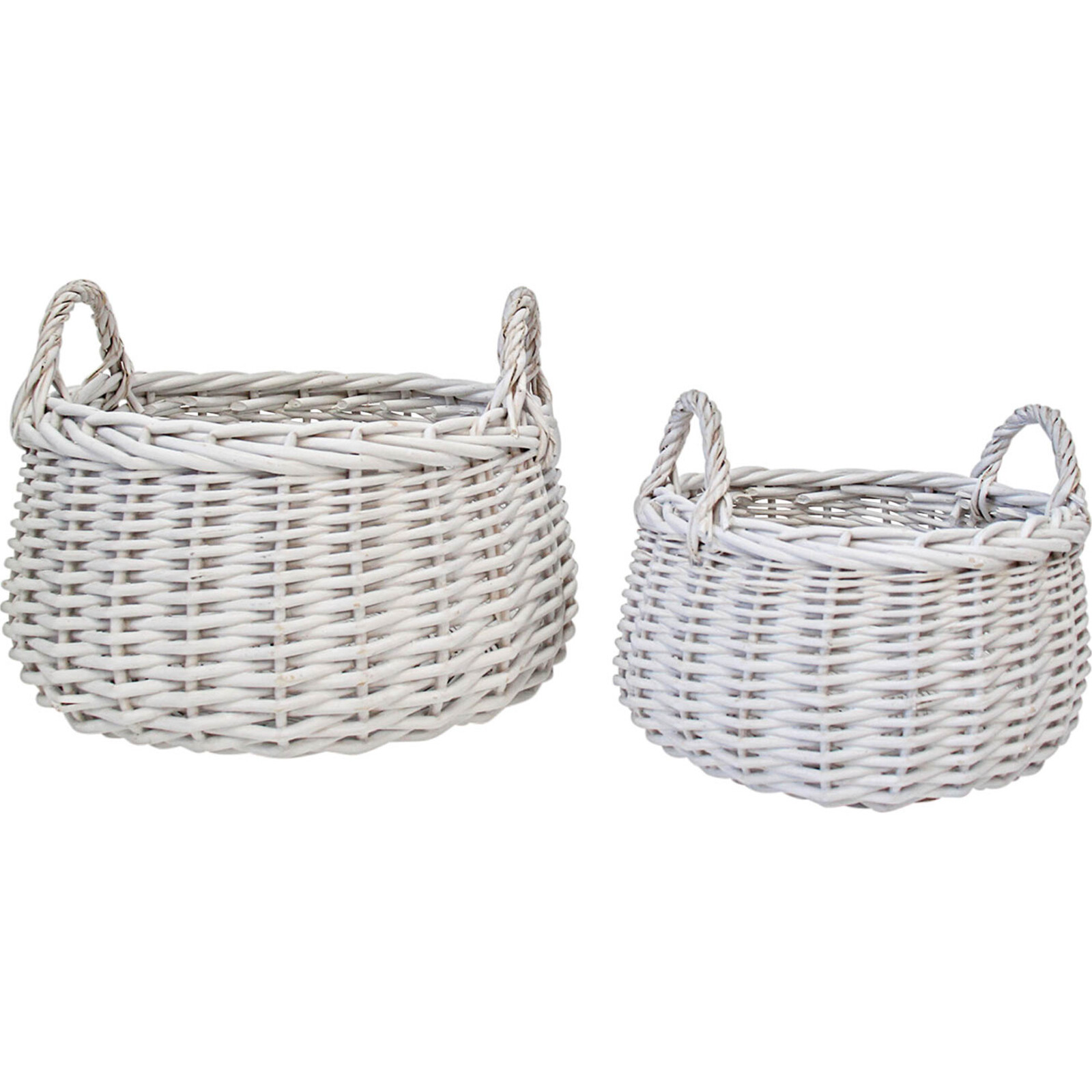 Basket w/ Handle S/2 White