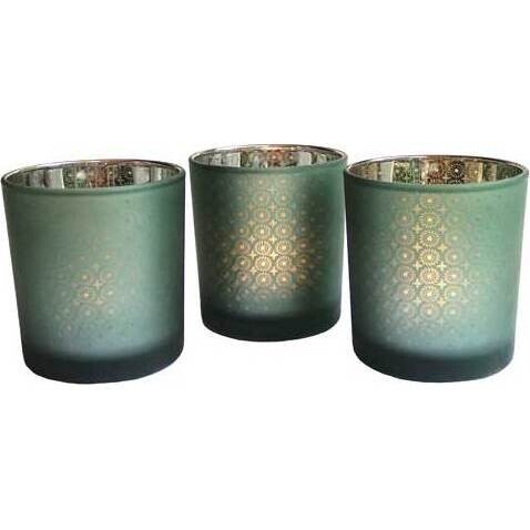 Votive Regal Heart Teal Set 3