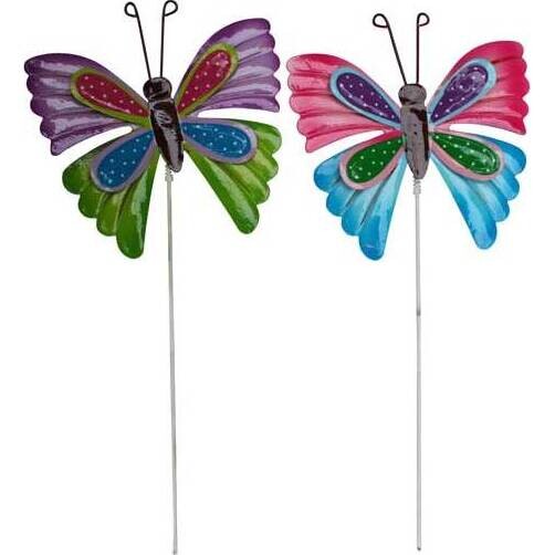 Garden Stake Pretty Butterfly S/2