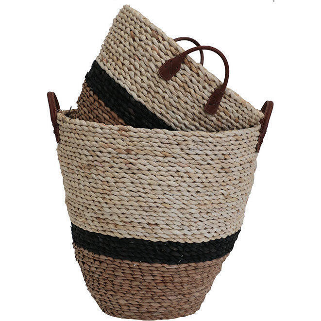 Tub Basket Black Stripe Set/2