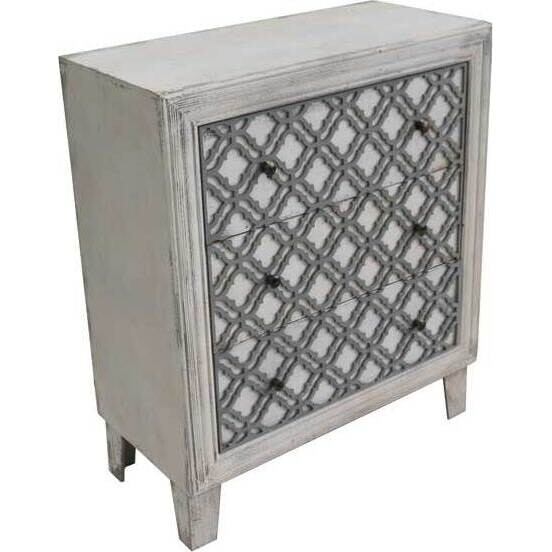 Drawer Cabinet Quatrefoil White