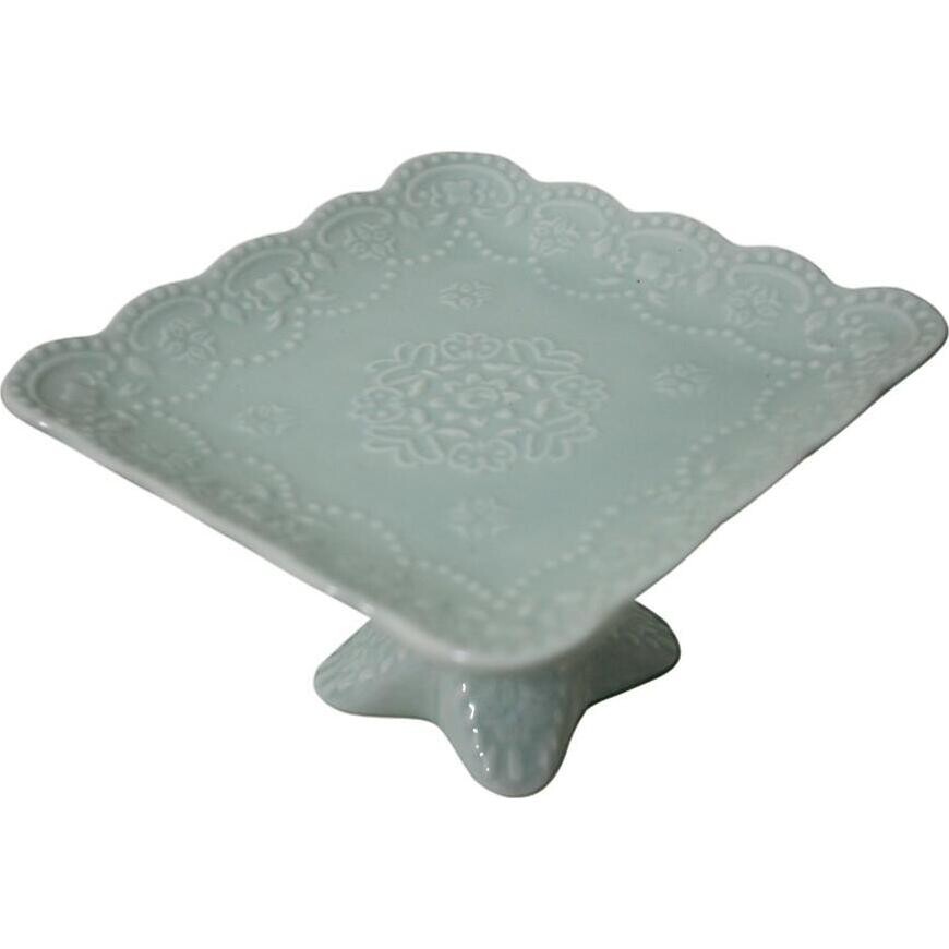 Standing Plate Blue Scallop Square