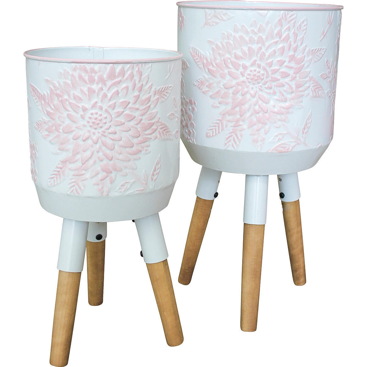 Plant Stand Pink Floral S/2