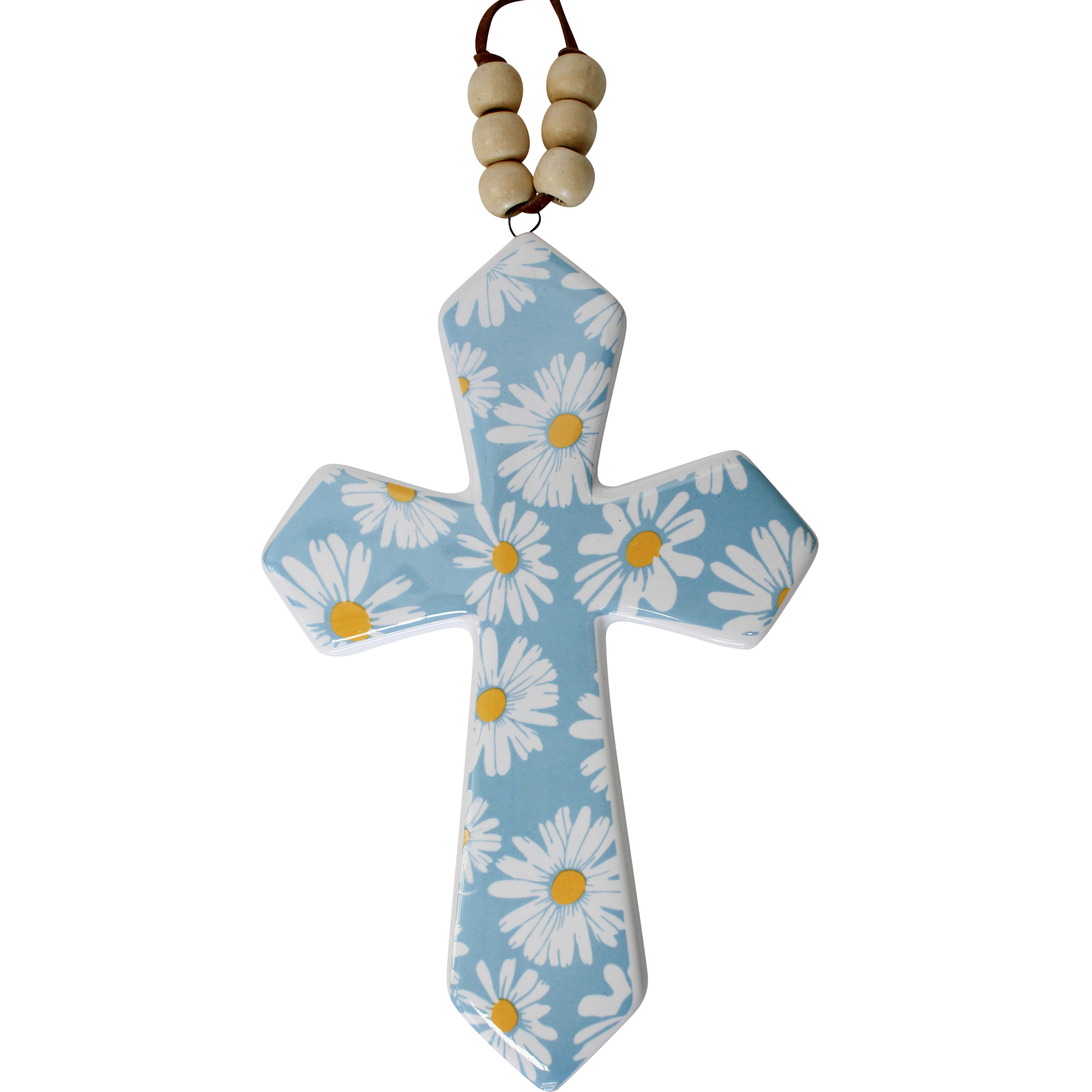 Cross/Beads Blue Daisy