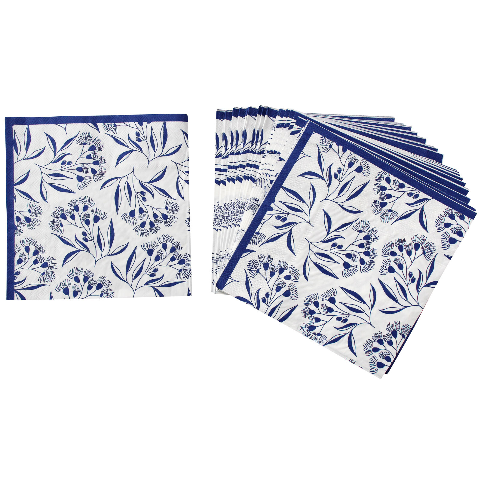 Napkin Bamboo Flower Navy pack 40pc