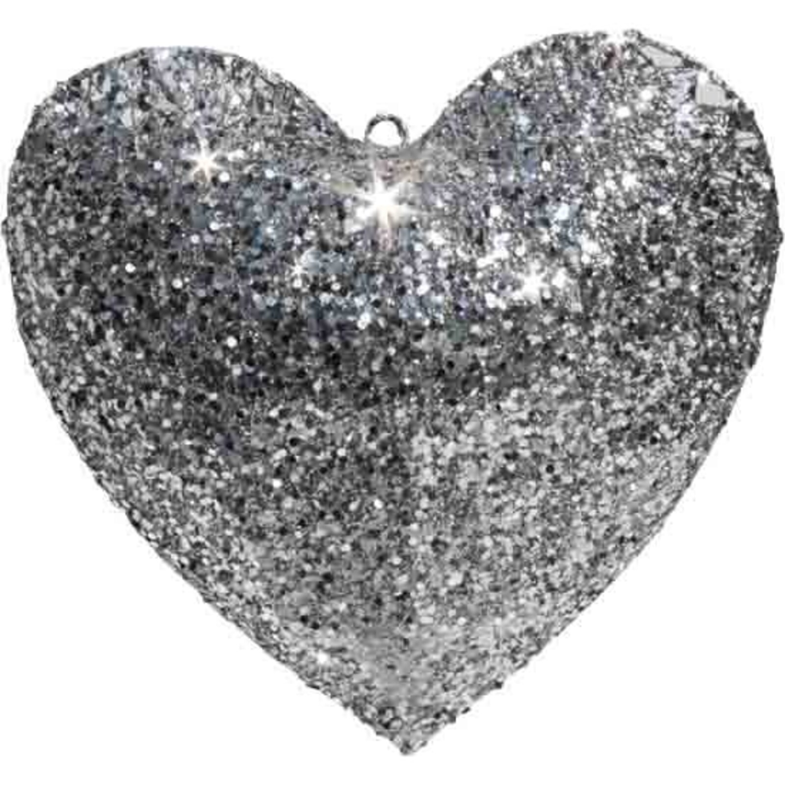 Hanging Heart Silver Glitter