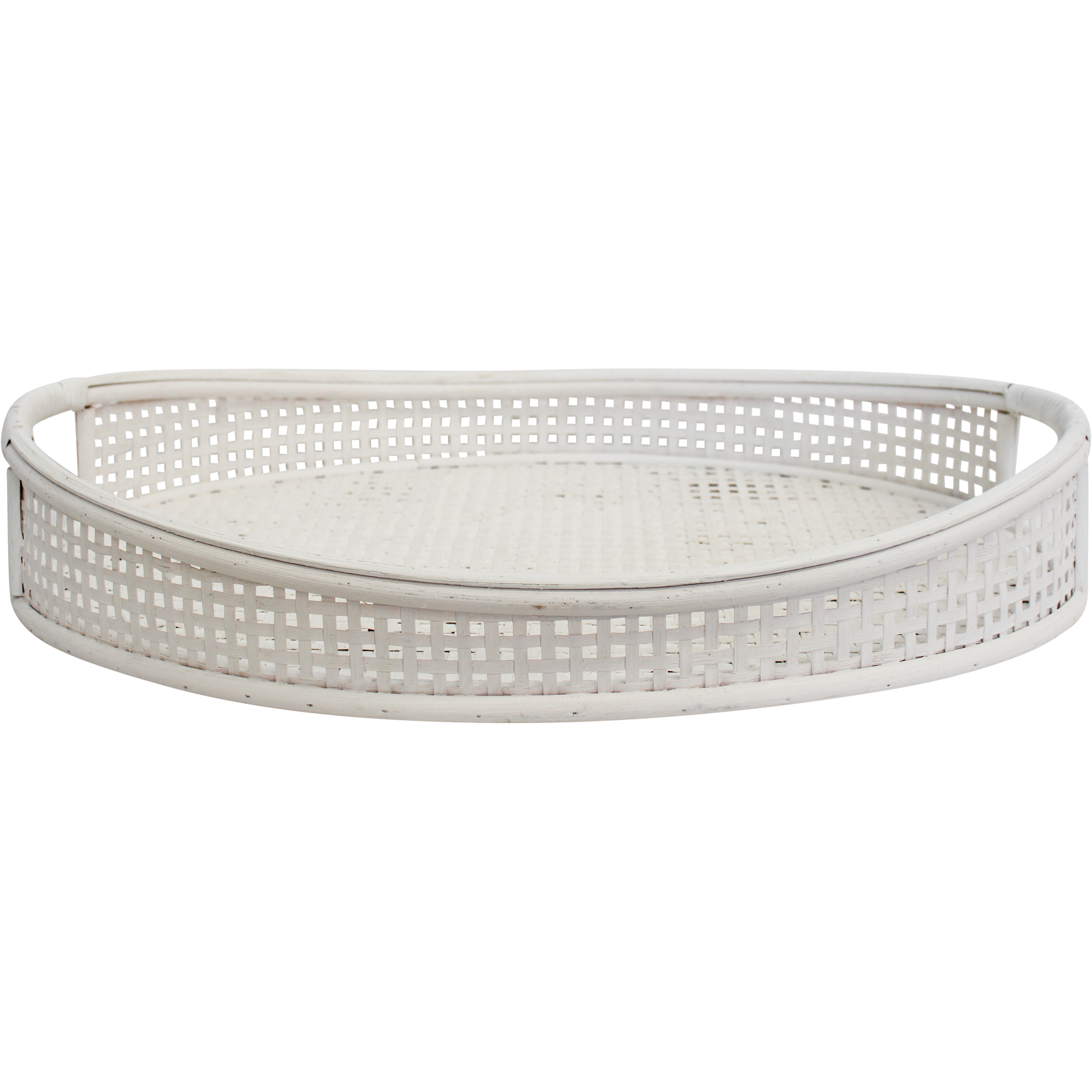 Tray Rattan Oval White