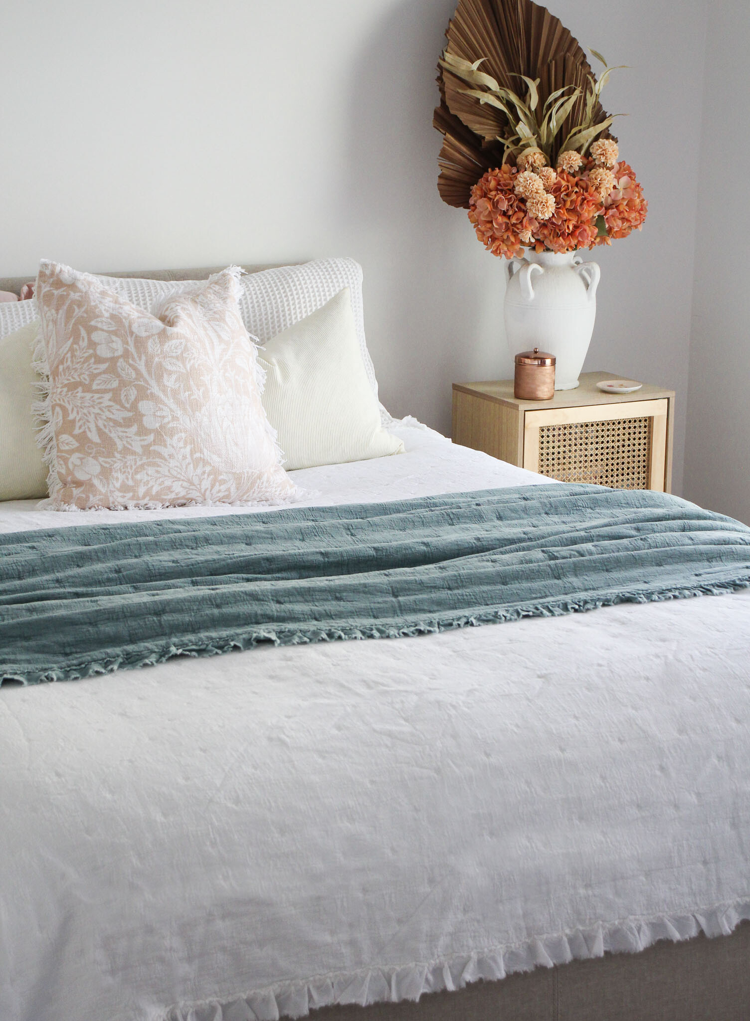 Bedspread Lrg Washed Blue