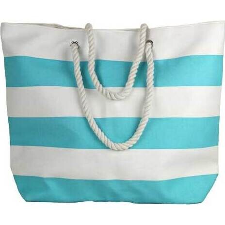 Beach Bag Aqua  Striped Canvas