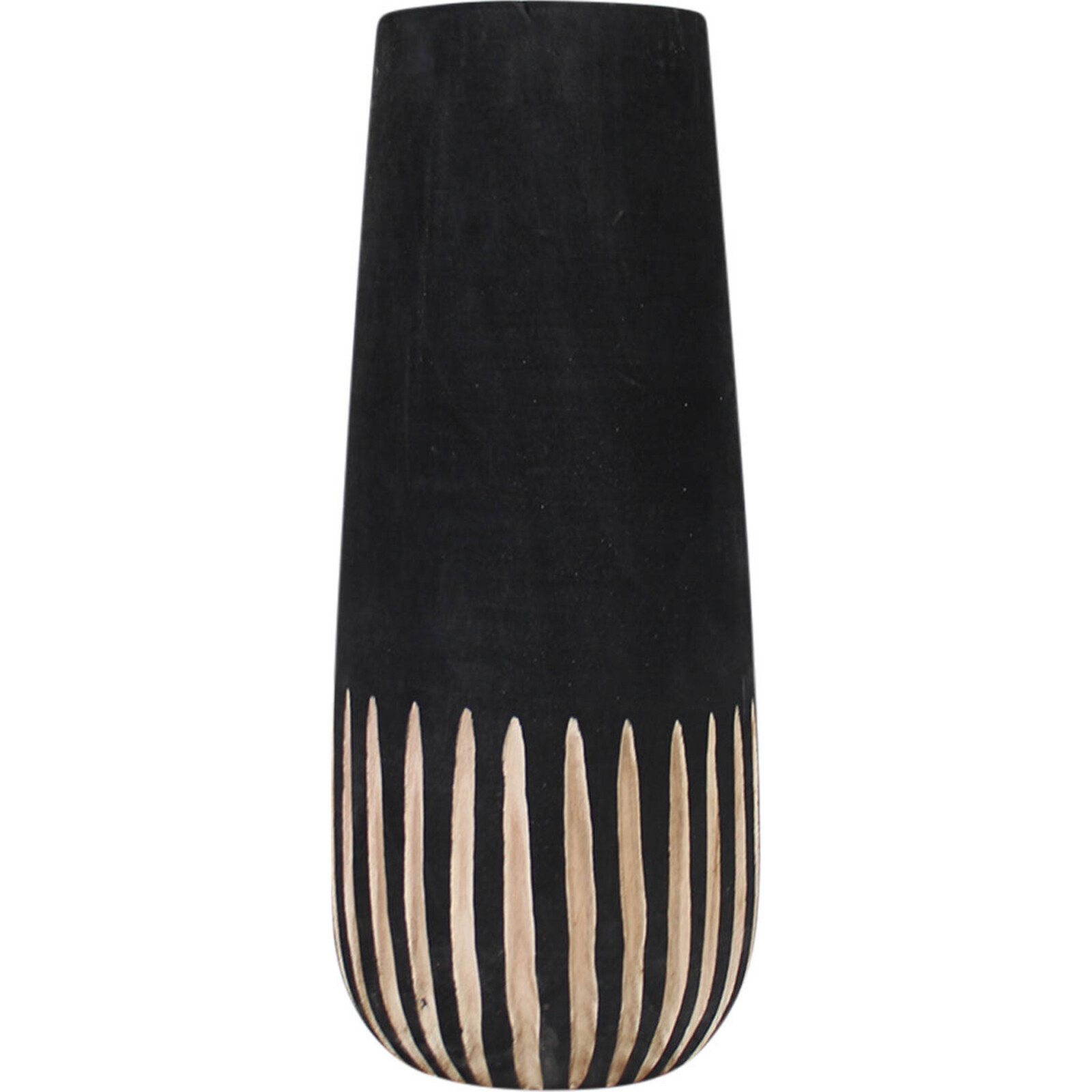 Wood Vase Black Stripe