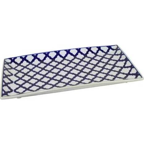 Tray Indigo Quatrefoil