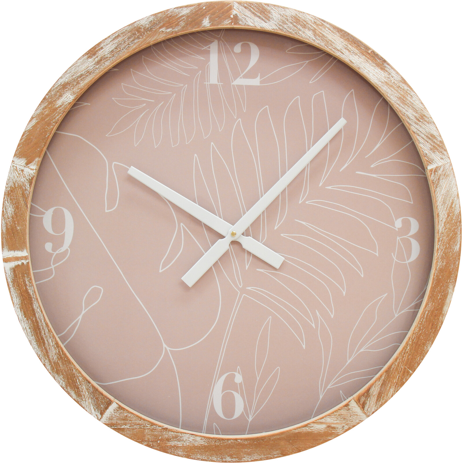  Clock Peach Palm 60cm Glass