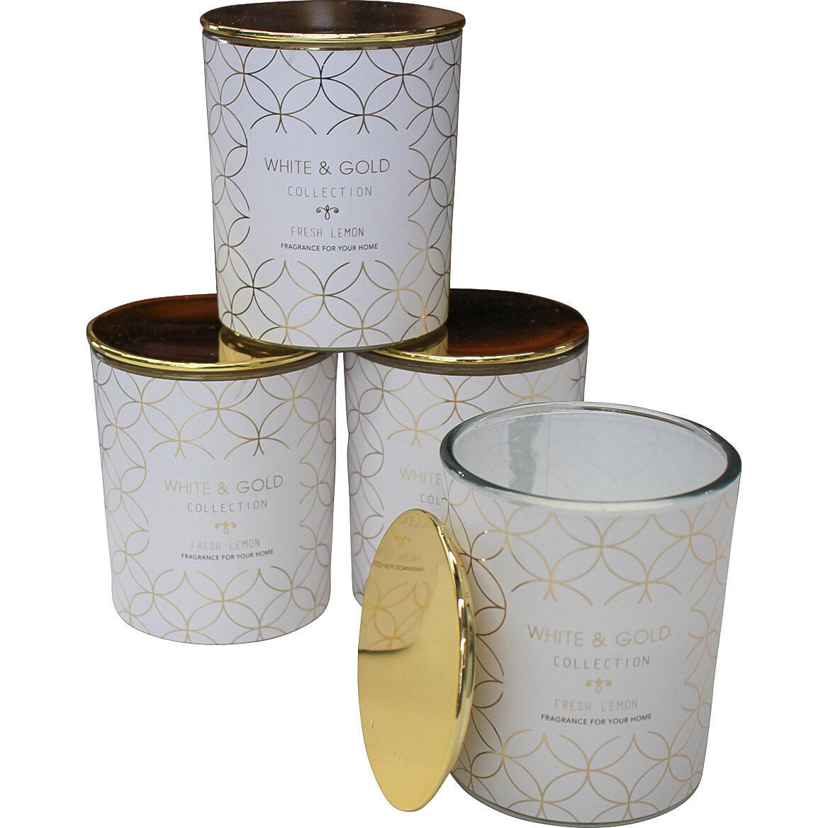 Candle White & Gold Lemon Sml