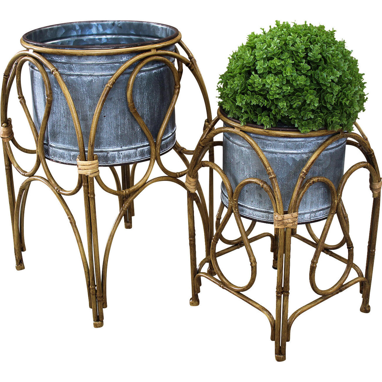 Metal Cane Planters S/2