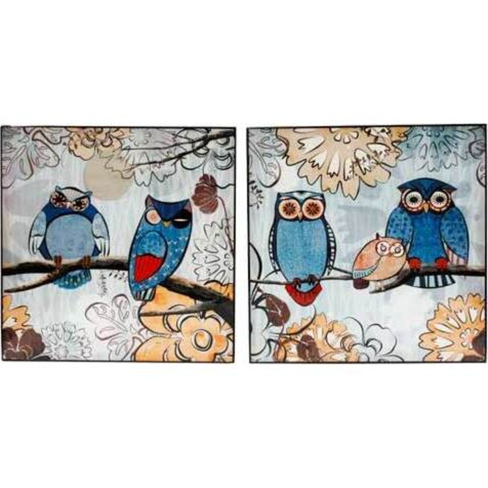 Lacquer-Pair of Owls