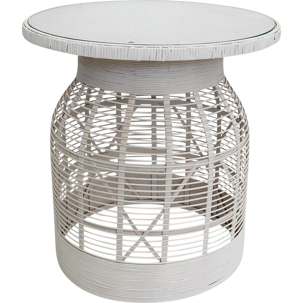 Table Long Island Rattan White