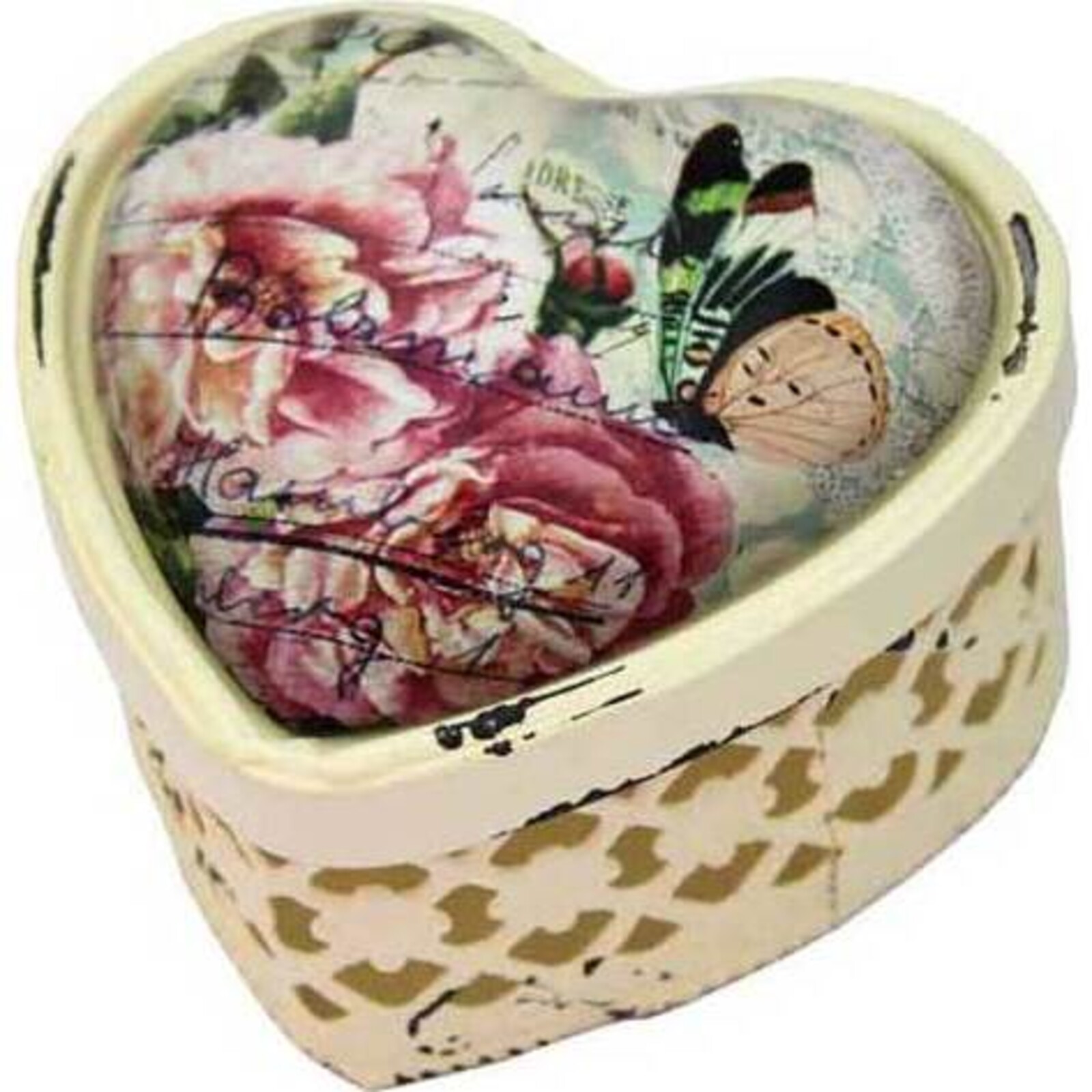 Trinket Box - Heart Rose Cream