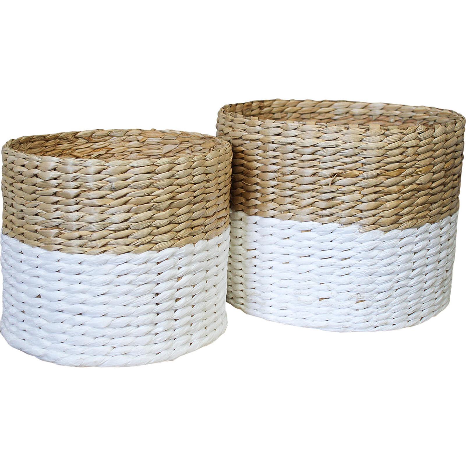 Basket Woven Tub White S/2