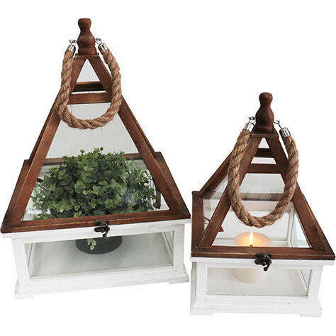 Terrarium Rustic White S/2