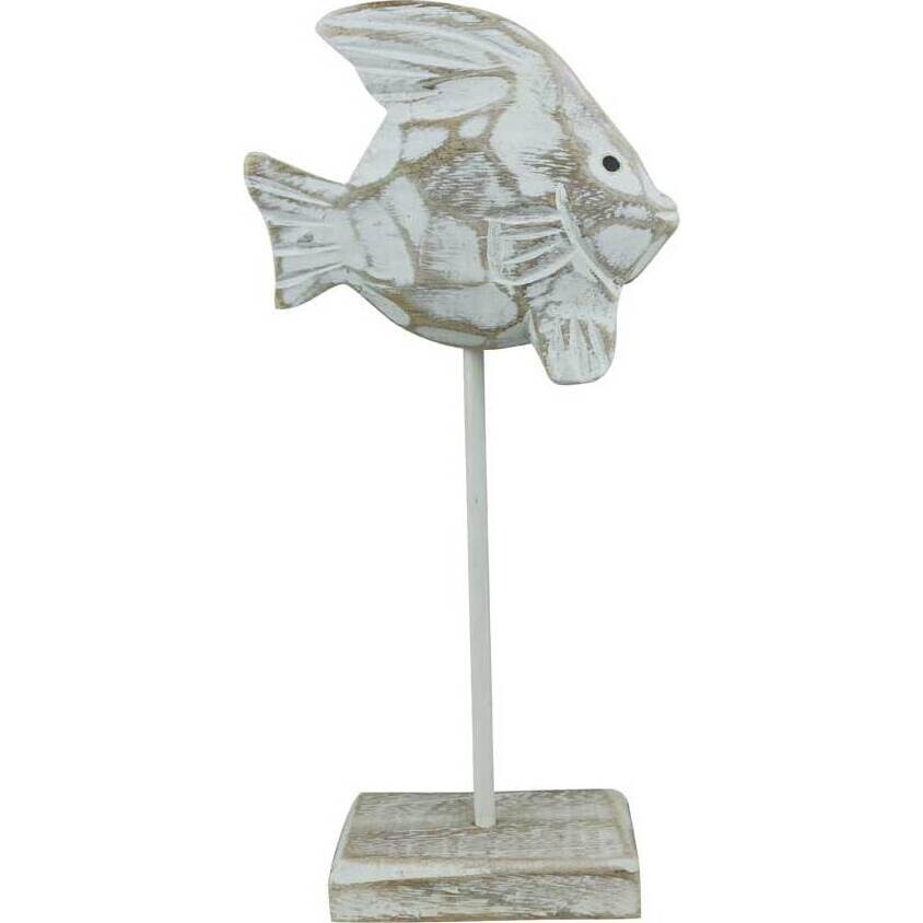 Fish on Stand Whitewash Small