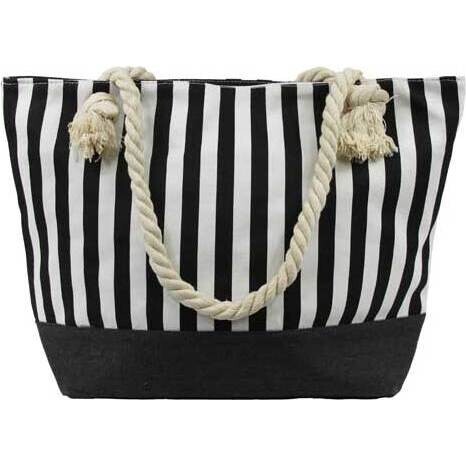 Beach Bag Jean Stripe Black