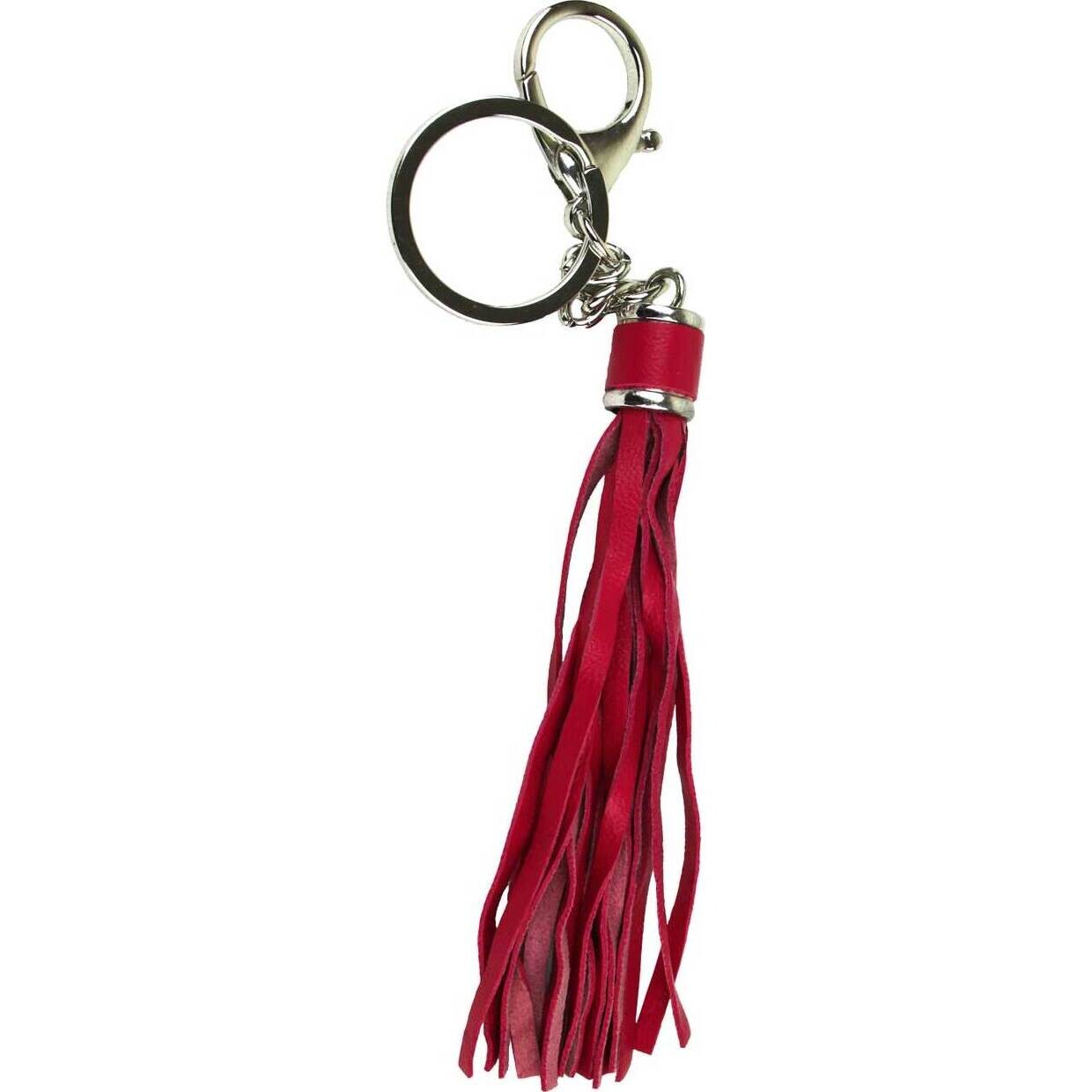 Leather Tassel Keychain Pink