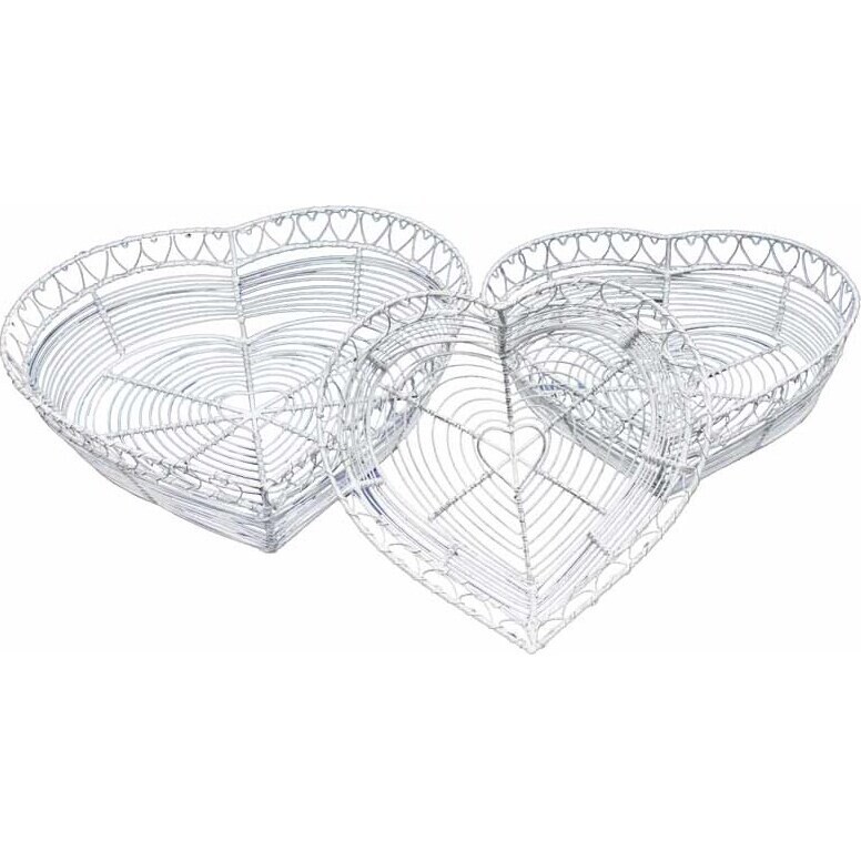 Baskets - Heart White - set 3