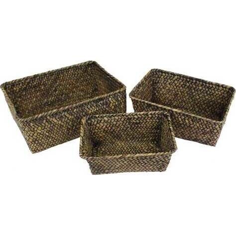 Woven Baskets Blackwash S/3