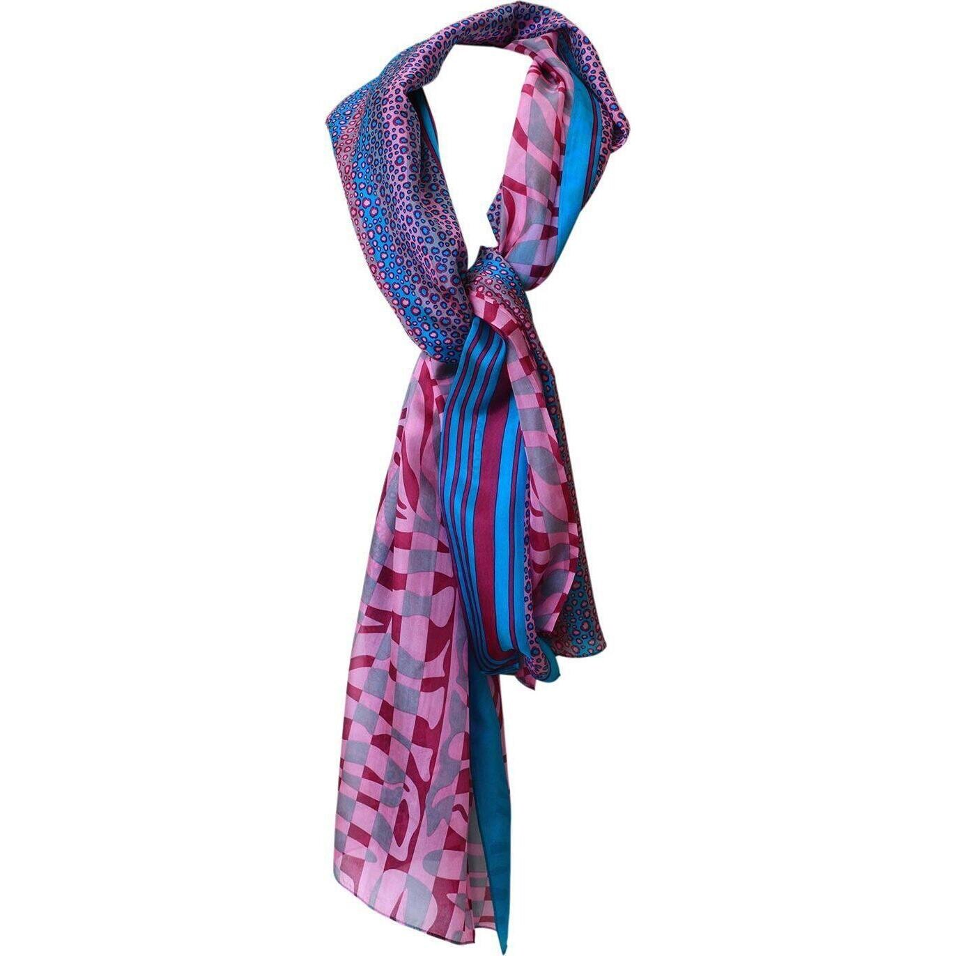 Silk Scarf Blue Pink Brights