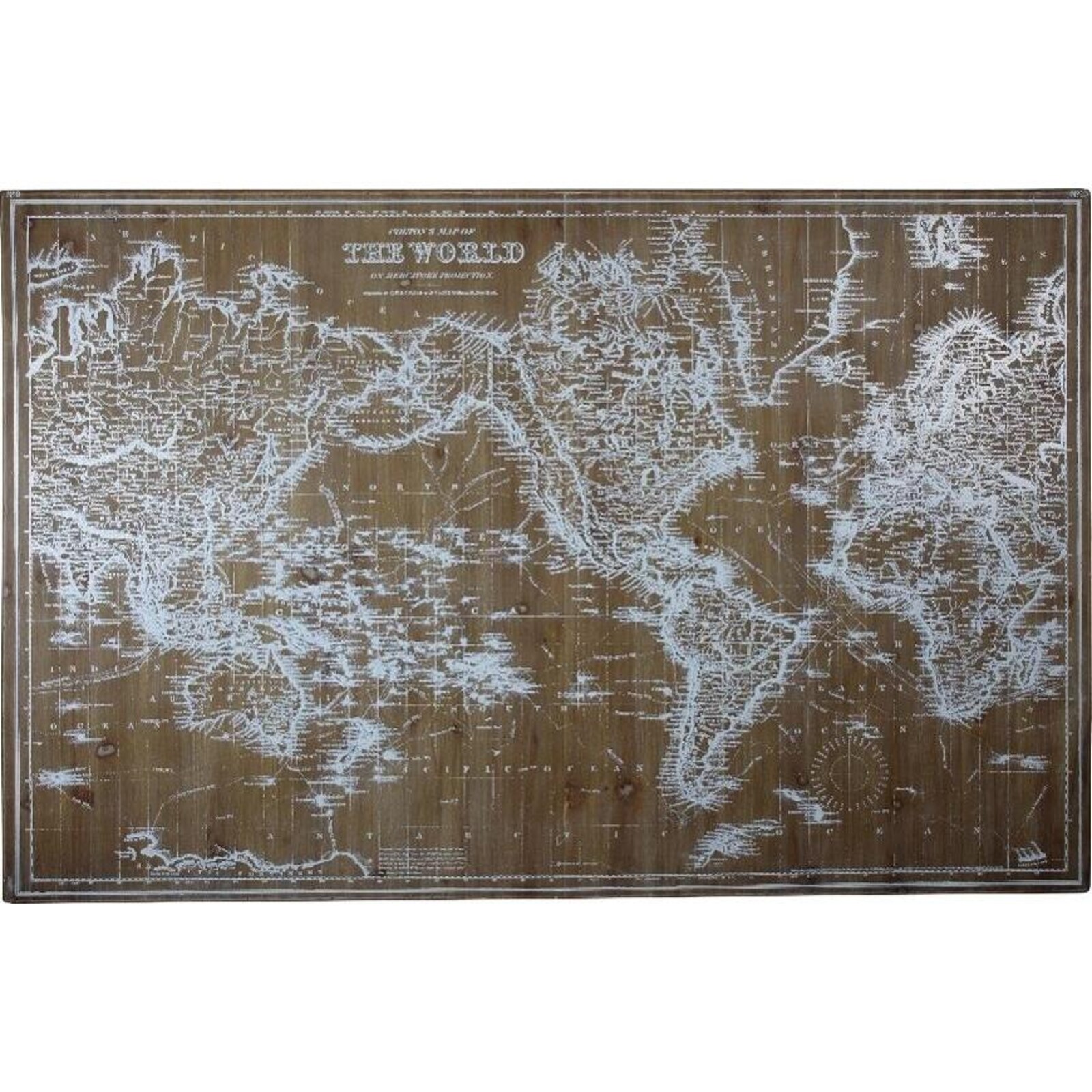 Wood Print Vintage Map