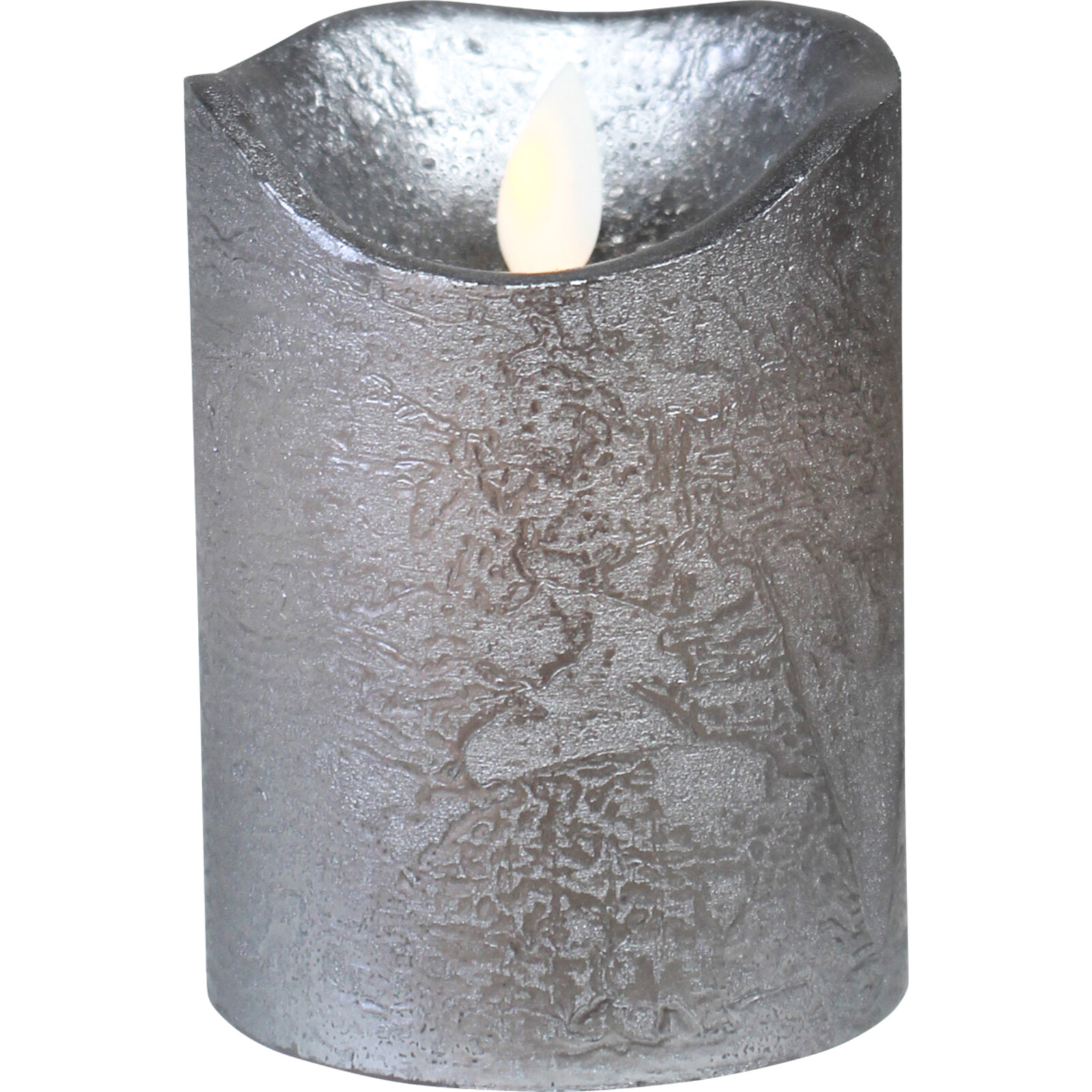 Battery Candle Silver Med