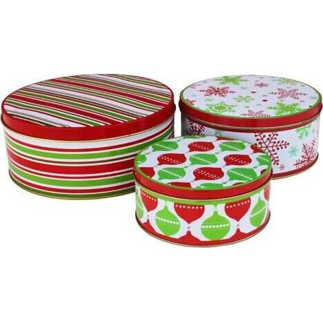 Cake Tin Christmas Pattern S/3