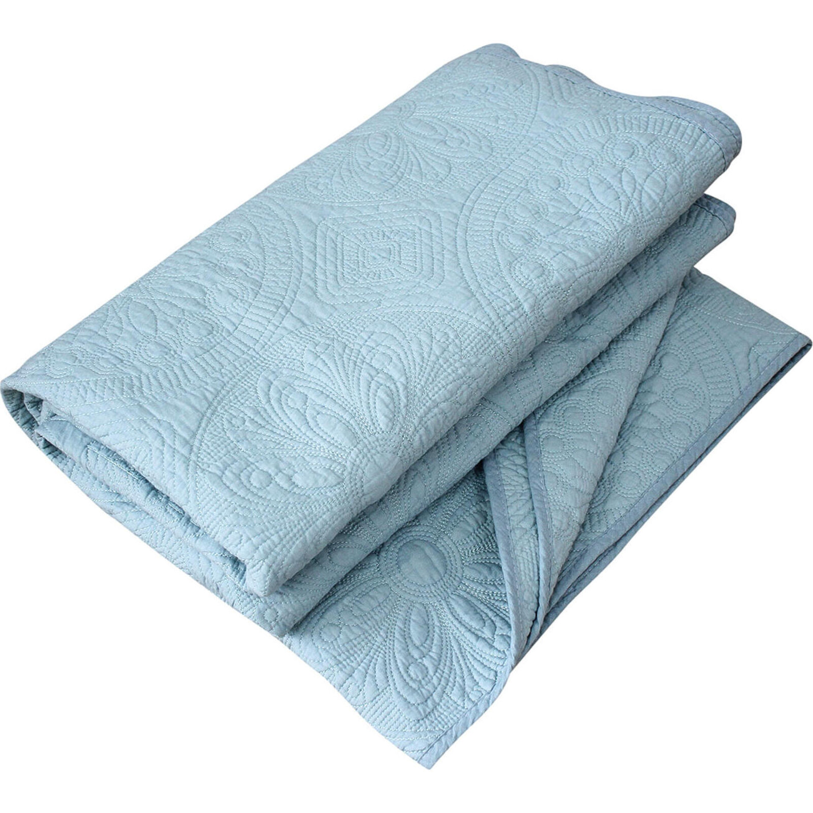 Quilted Throw/ Bedspread Blue Mandala