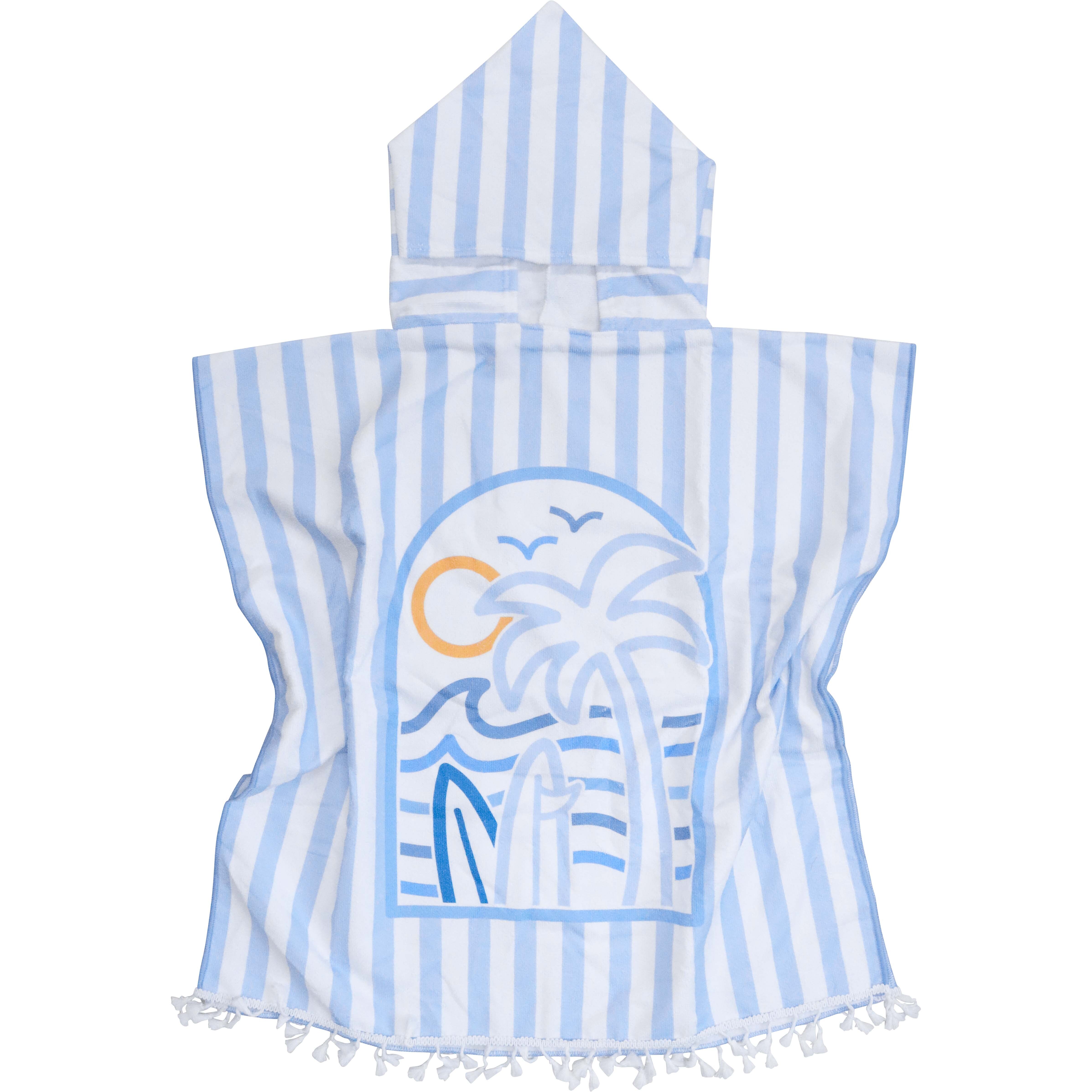 Kids Towel Poncho w/ Bag Summer Blues