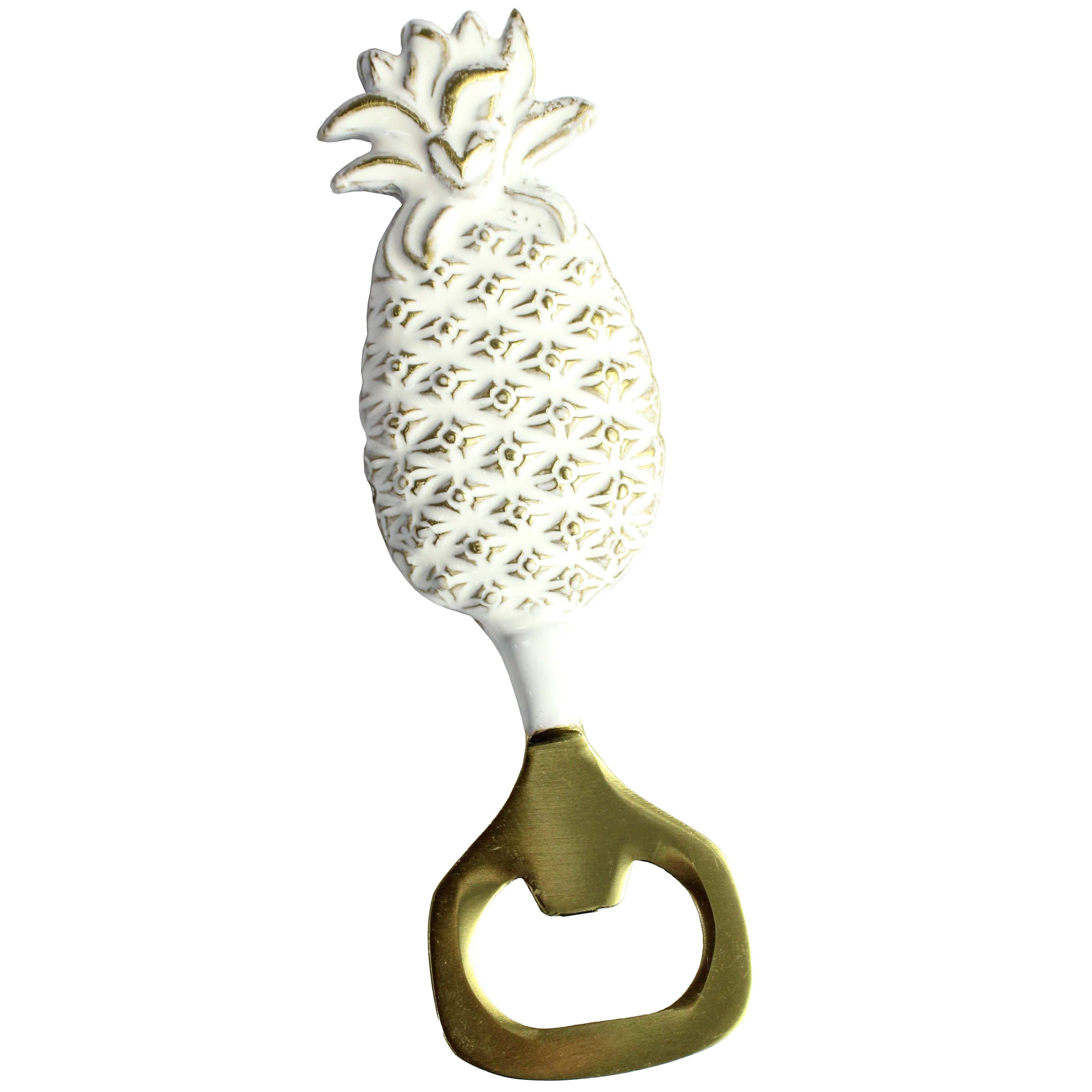 Bottle Opener Pineapple White/Brass