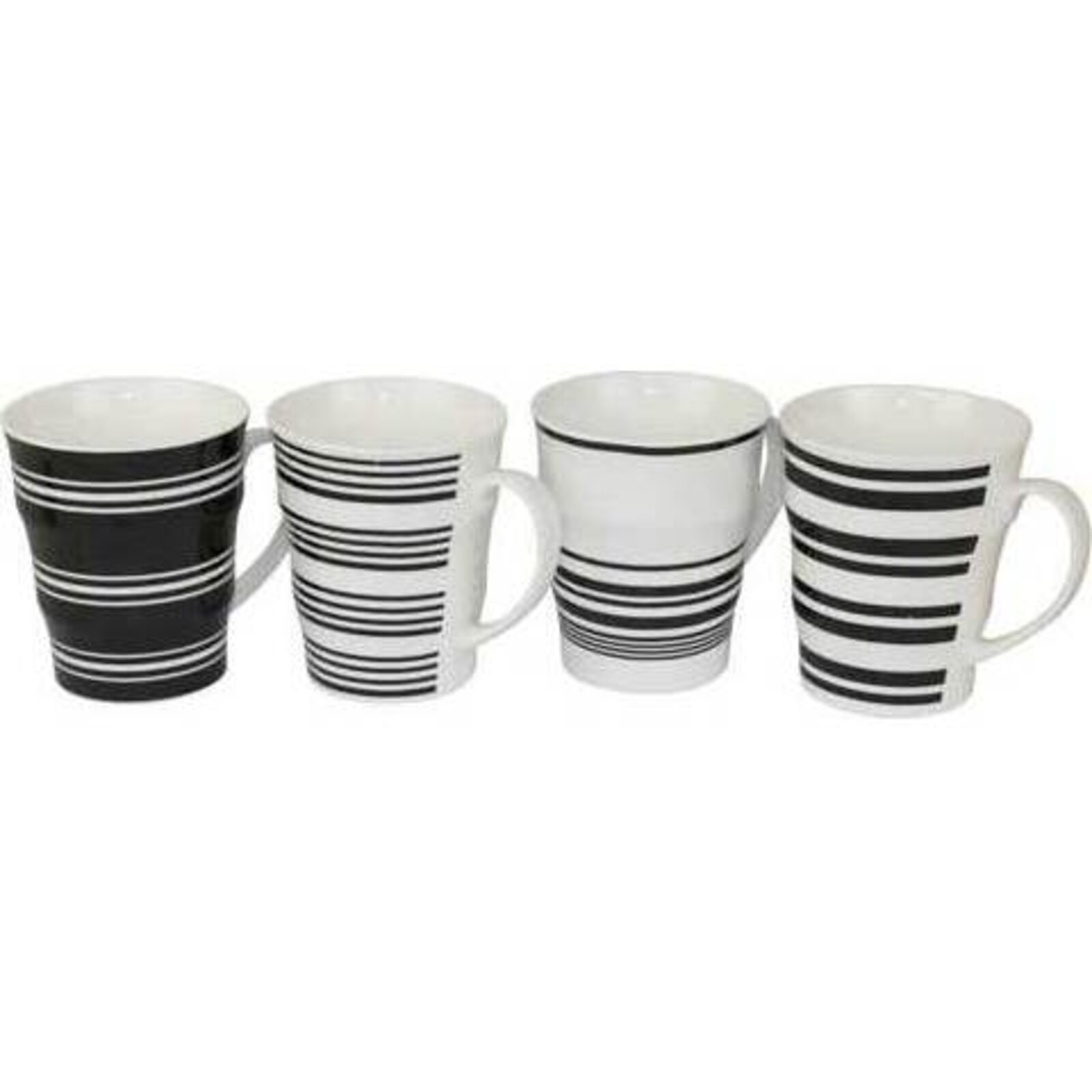 Coffee Mugs Black Stripe assorted 4