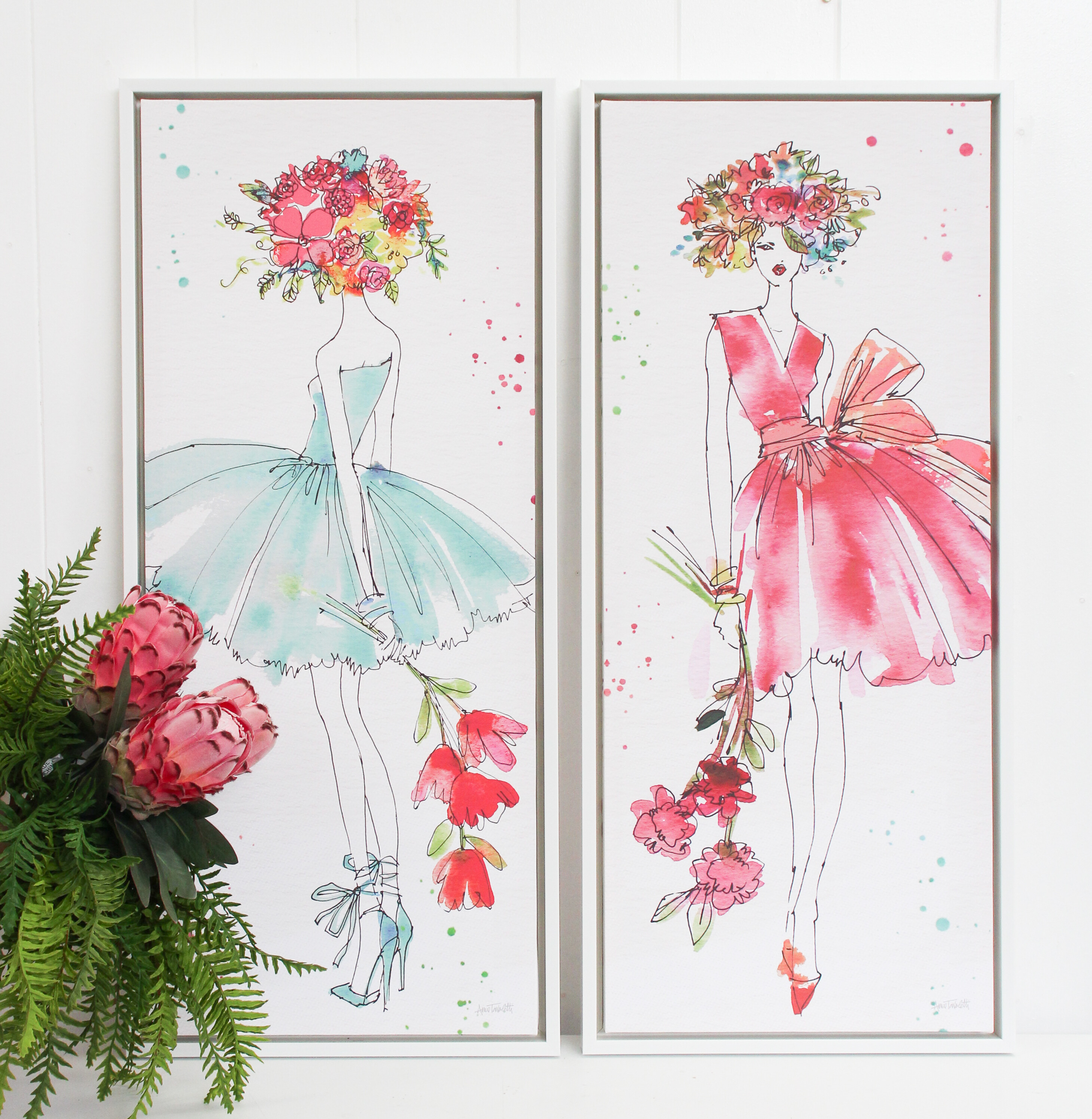 Framed Canvas Floral Figure 1