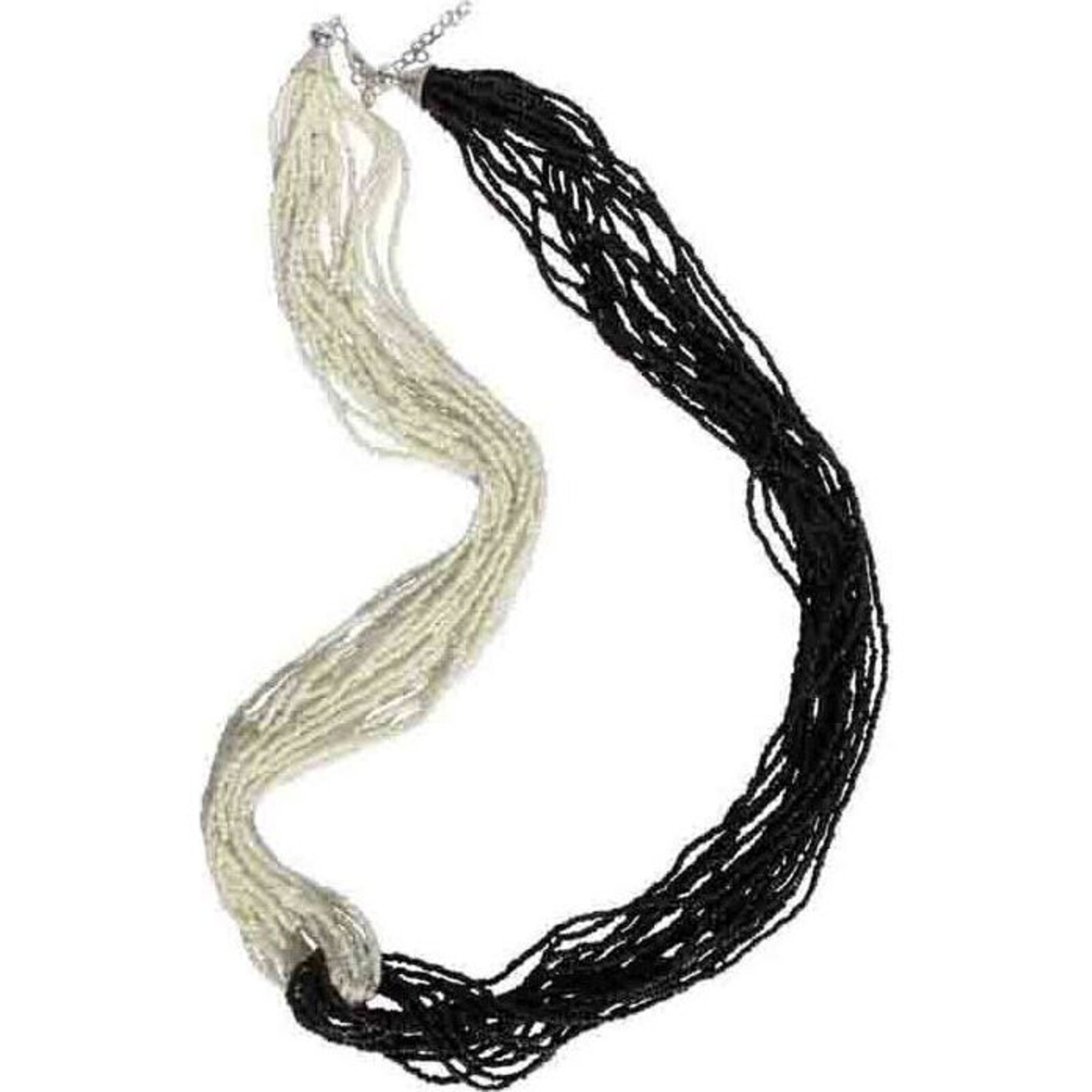 Necklace - Seed Black White