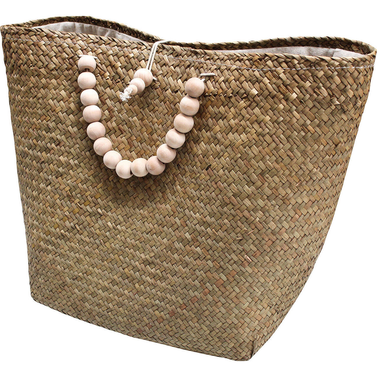 Market Bag Nat/Lined Bead