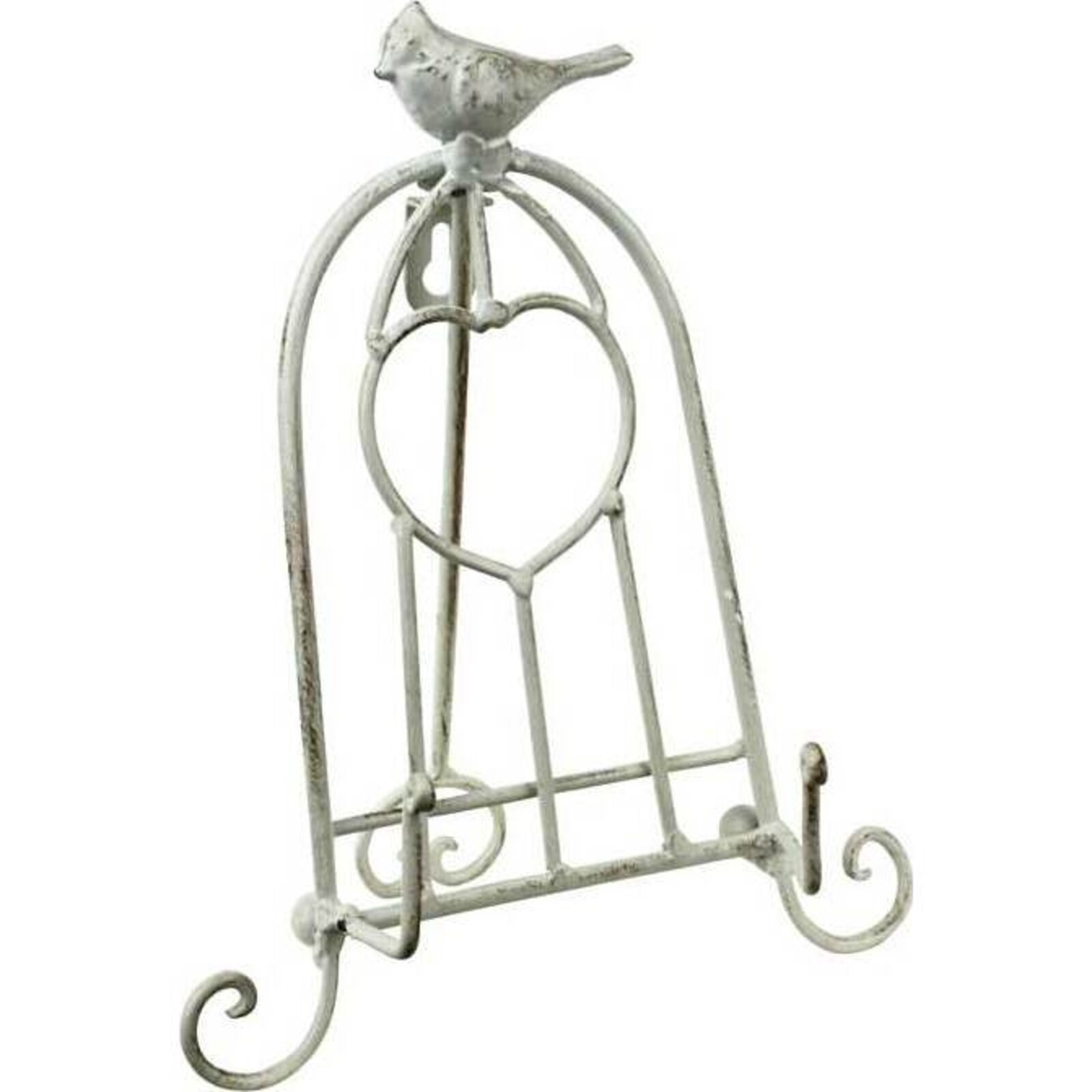 Recipe Book Stand with Heart & Bird in White