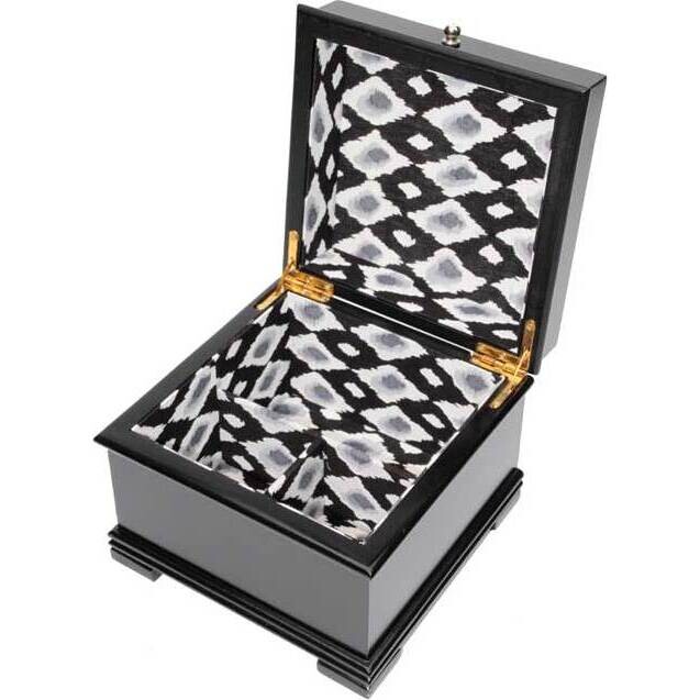 Jewellery Box - Black Ikat  