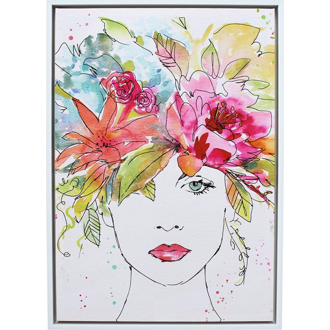 Framed Canvas Floral Figure