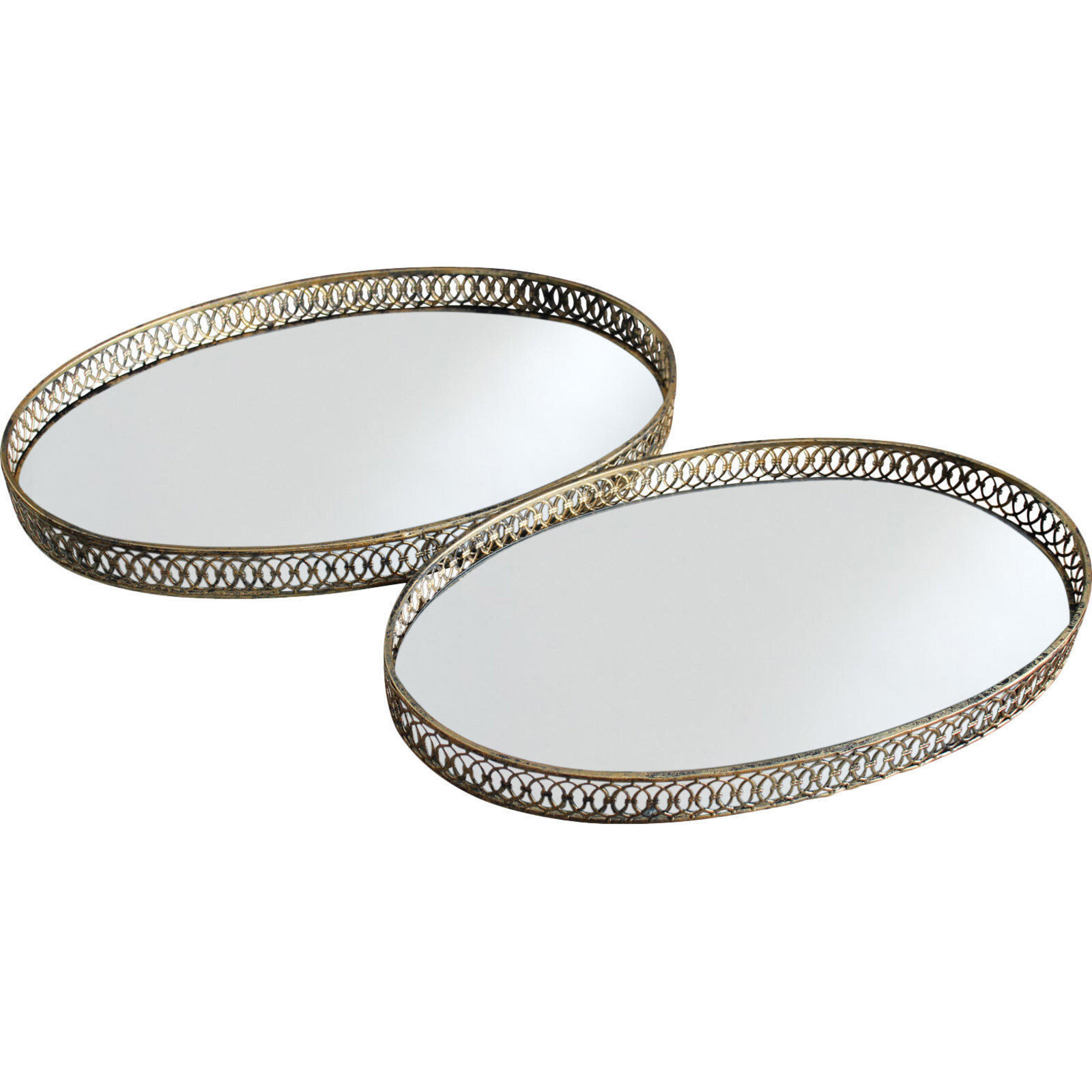Mirrored Trays Gold S/2