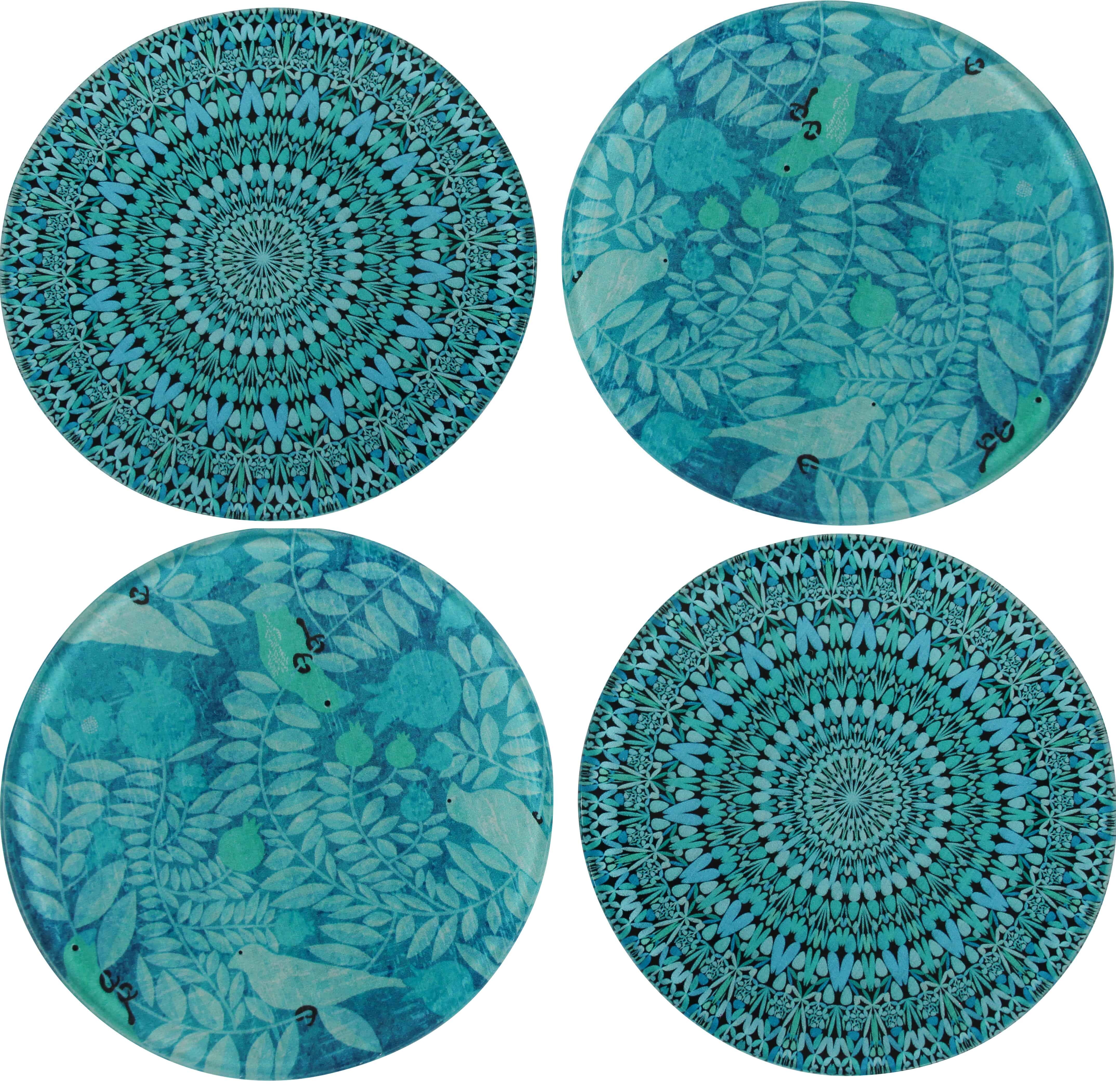 Glass Coaster Turquoise  S/4