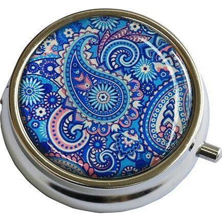 Pill Box Blue Paisley